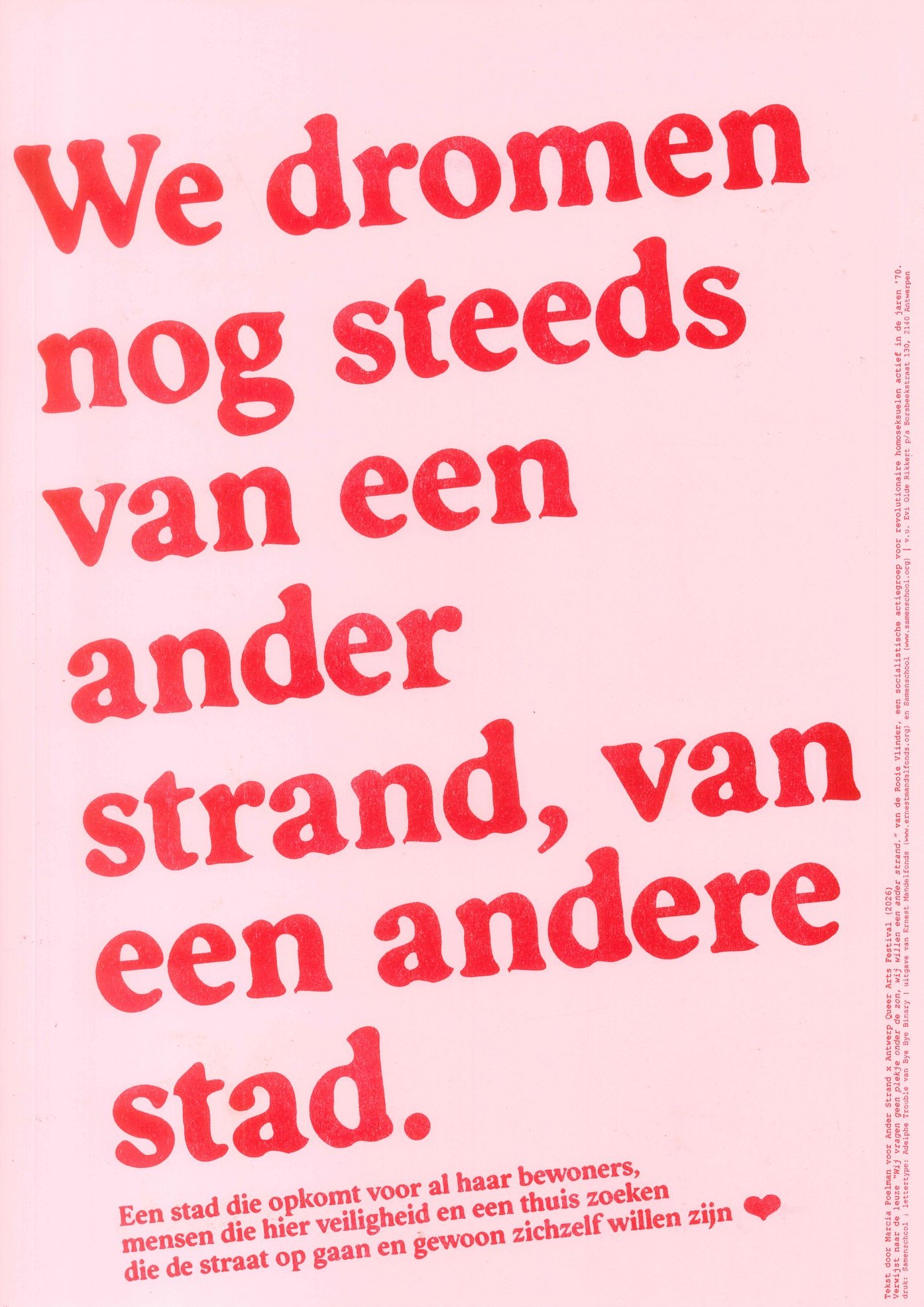 Voorzijde van het pamflet, met de slotregels in grote letters